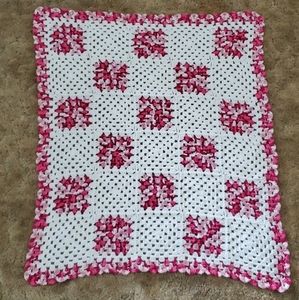 Handmade Crochet Pink and White Baby Blanket